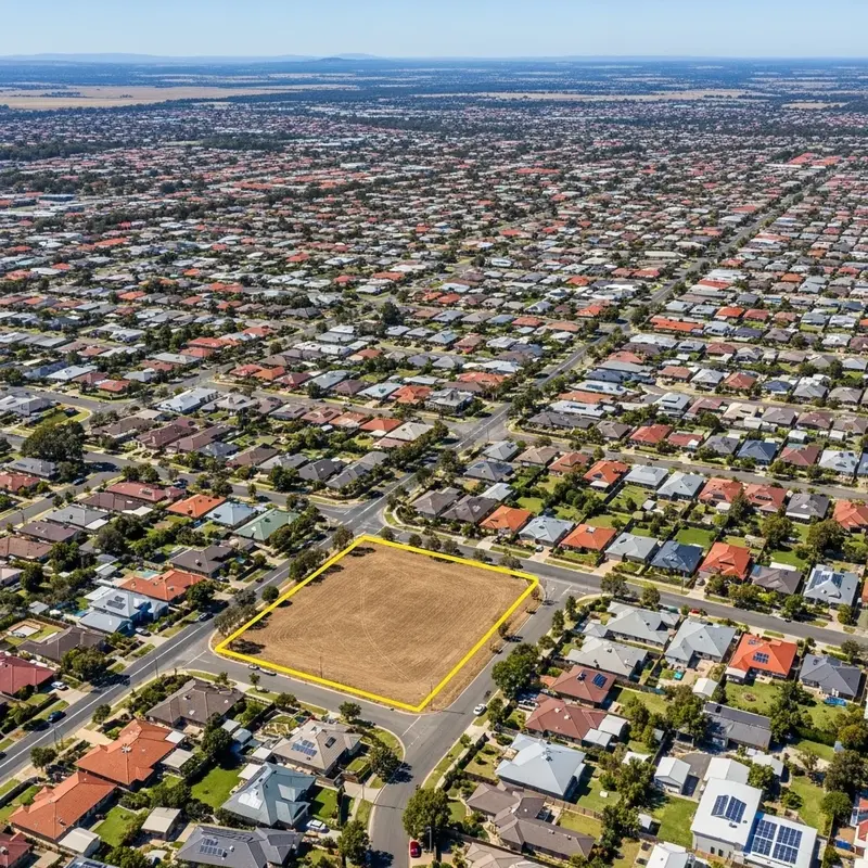Aerial view of prime Perth development opportunities at dusk